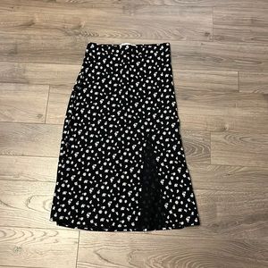 Hollister Black and White Floral Midi Skirt Small